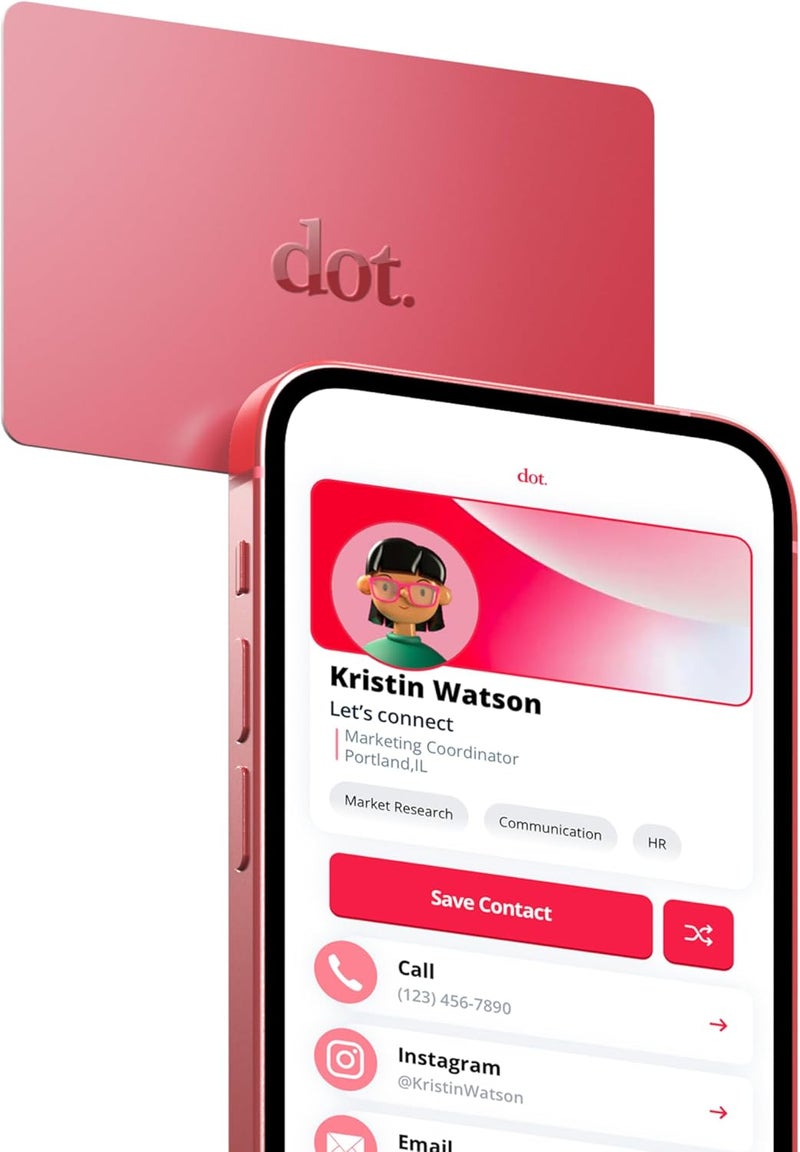 Dot . Card - Digital Business Card - Tap Compatible with iPhone & Android (Red) - Image 1